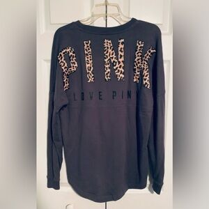 Victoria's Secret Dark grey Long Sleeve sweatshirt with Leopard Print